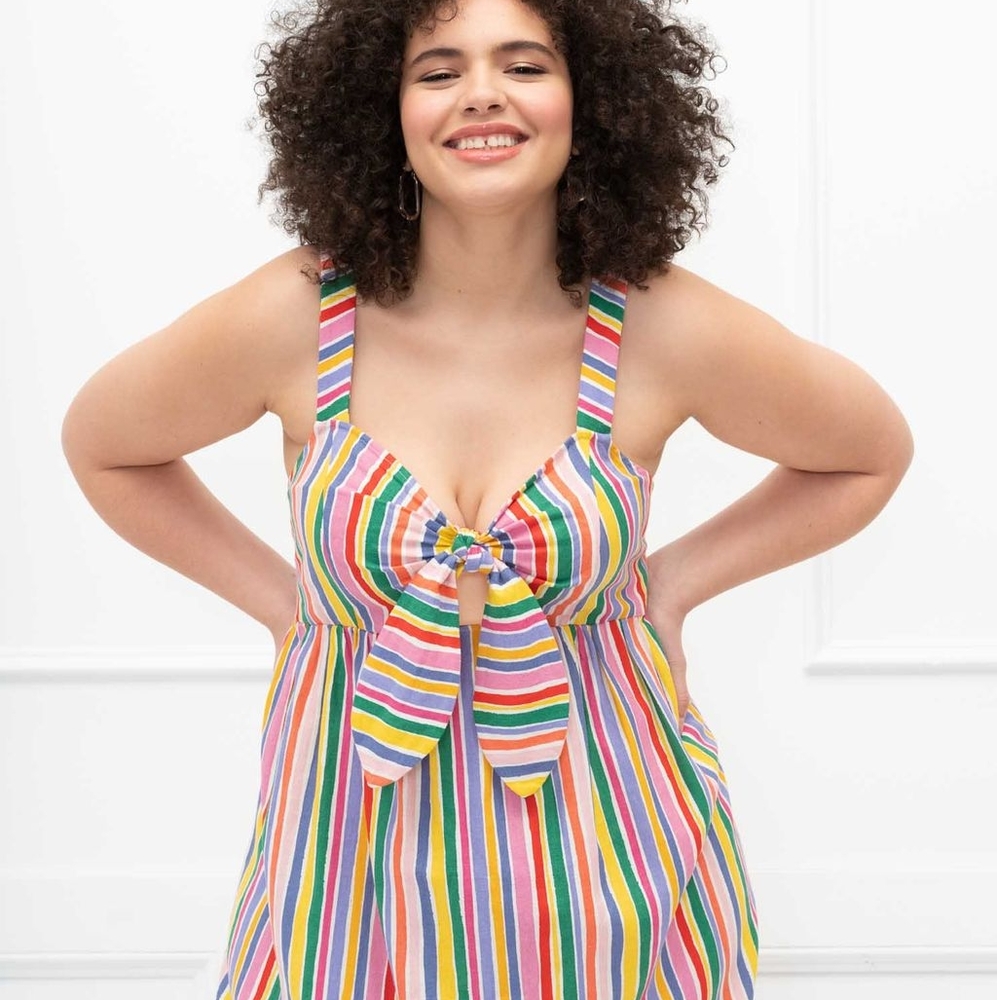 ELOQUII Elements Tie Front Tank Dress